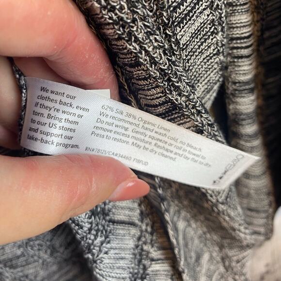 Eileen Fisher Grey Marled Chipped Texture Thin Knit Cardigan Size XXS - Picture 6 of 10